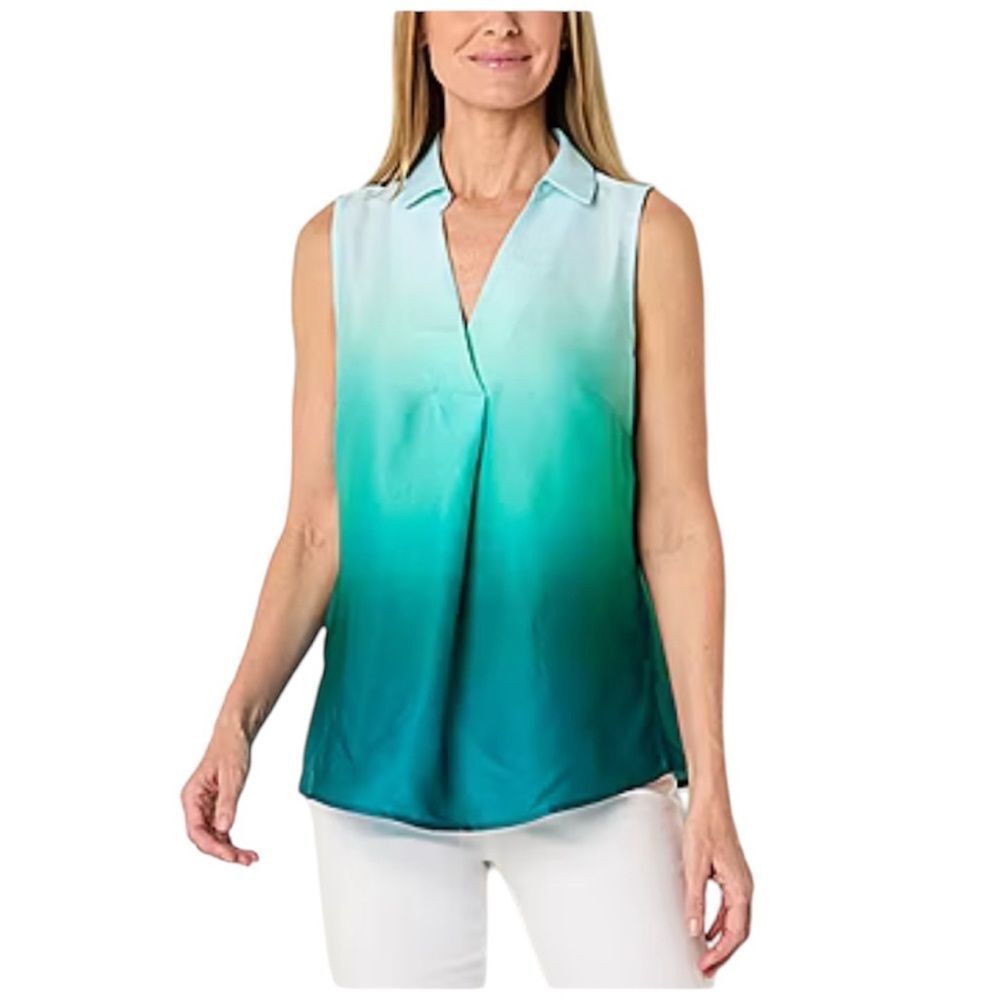 NWT Liz Claiborne Green Ombree Satin Sleeveless Blouse Sz XL petite